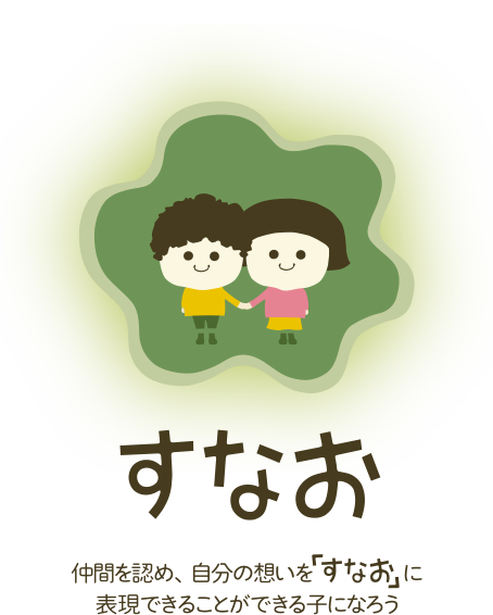 すなお　仲間を認め、自分の想いを「すなお」に表現できるｋとおができる子になろう